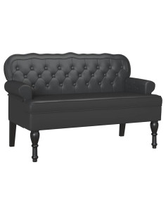 Panca Chesterfield Nero 119,5 x 64,5 x 75 cm Pelle Sintetica 2
