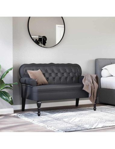 Panca Chesterfield Nero 119,5 x 64,5 x 75 cm Pelle Sintetica