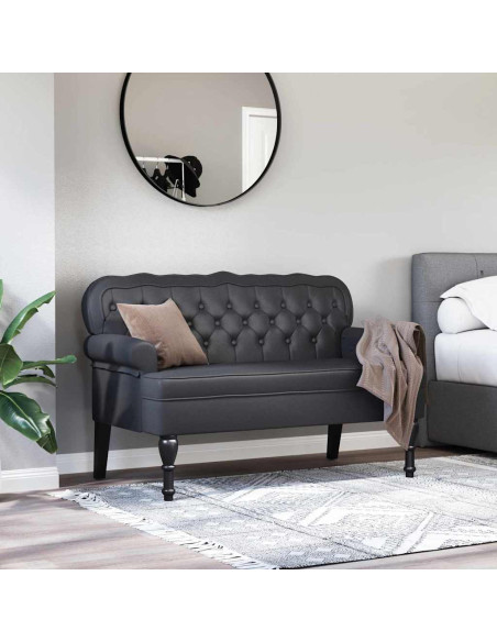 Panca Chesterfield Nero 119,5 x 64,5 x 75 cm Pelle Sintetica