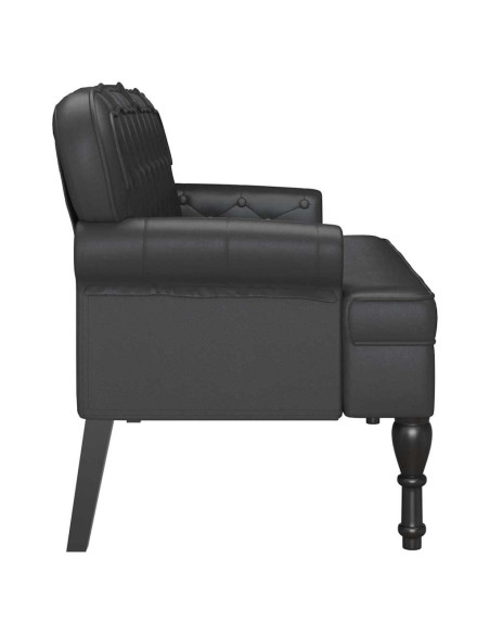 Panca Chesterfield Nero 119,5 x 64,5 x 75 cm Pelle Sintetica