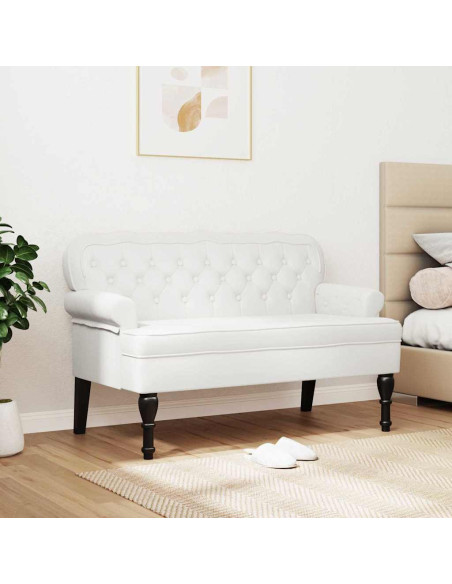 Panca Chesterfield Bianco 119,5 x 64,5 x 75 cm Pelle Sintetica