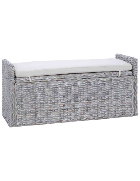 Panchina con contenitore Bianco Lavato 110 x 40 x 50 cm Rattan
