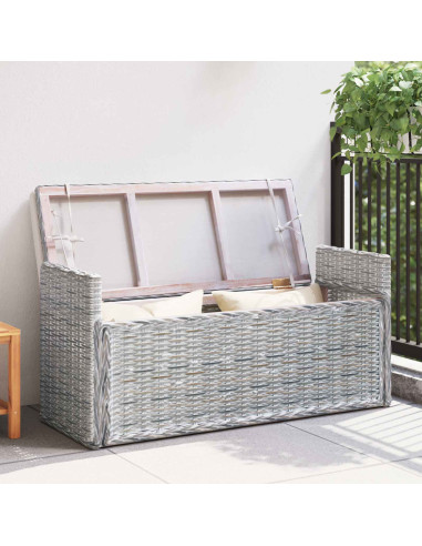 Panchina con contenitore Bianco Lavato 110 x 40 x 50 cm Rattan