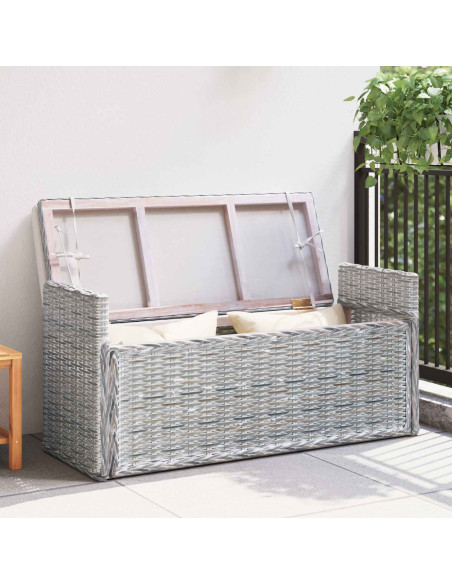 Panchina con contenitore Bianco Lavato 110 x 40 x 50 cm Rattan