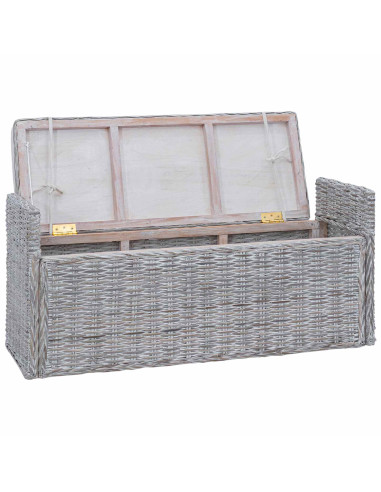 Panchina con contenitore Bianco Lavato 110 x 40 x 50 cm Rattan