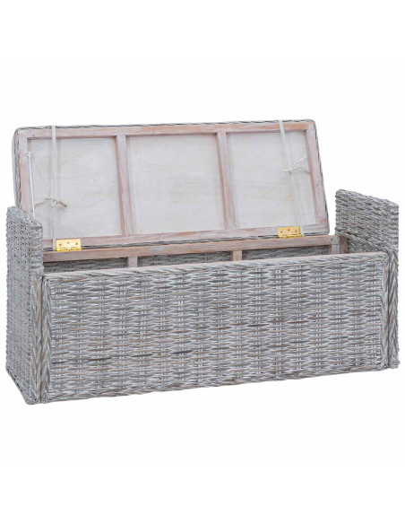 Panchina con contenitore Bianco Lavato 110 x 40 x 50 cm Rattan