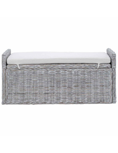 Panchina con contenitore Bianco Lavato 110 x 40 x 50 cm Rattan