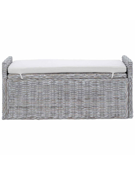 Panchina con contenitore Bianco Lavato 110 x 40 x 50 cm Rattan