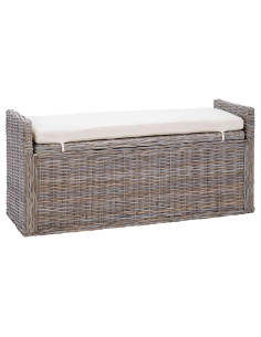 Panchina con contenitore Grigio 110 x 40 x 50 cm Rattan 2