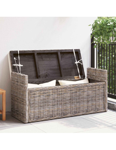 Panchina con contenitore Grigio 110 x 40 x 50 cm Rattan