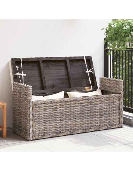 Panchina con contenitore Grigio 110 x 40 x 50 cm Rattan