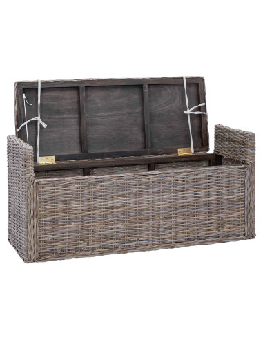 Panchina con contenitore Grigio 110 x 40 x 50 cm Rattan