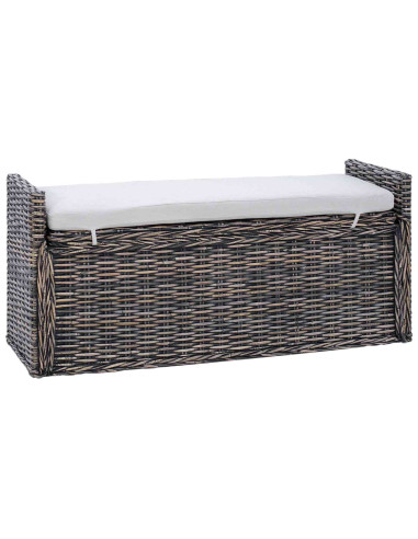 Panchina con contenitore Nero Lavato 110 x 40 x 50 cm Rattan