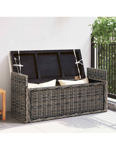 Panchina con contenitore Nero Lavato 110 x 40 x 50 cm Rattan