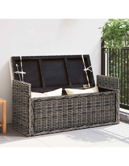 Panchina con contenitore Nero Lavato 110 x 40 x 50 cm Rattan
