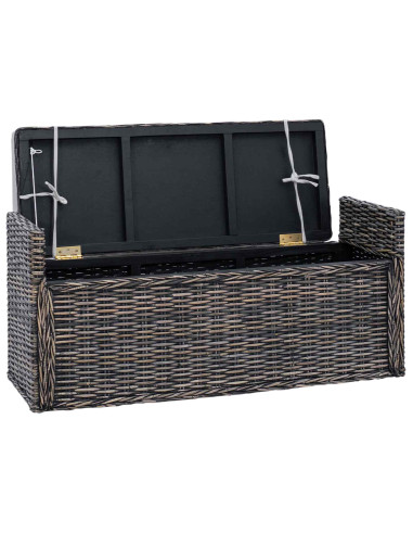 Panchina con contenitore Nero Lavato 110 x 40 x 50 cm Rattan
