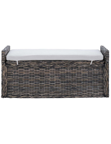 Panchina con contenitore Nero Lavato 110 x 40 x 50 cm Rattan