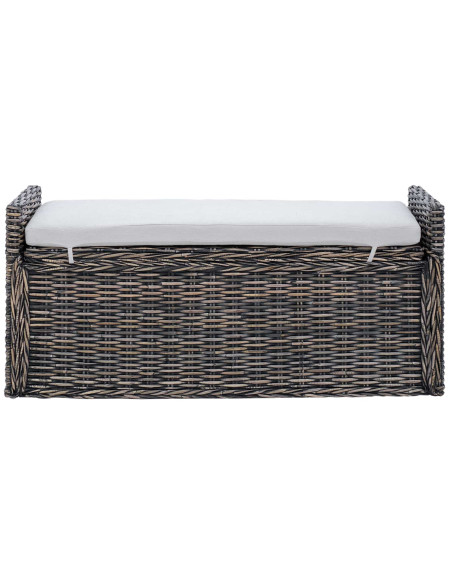 Panchina con contenitore Nero Lavato 110 x 40 x 50 cm Rattan