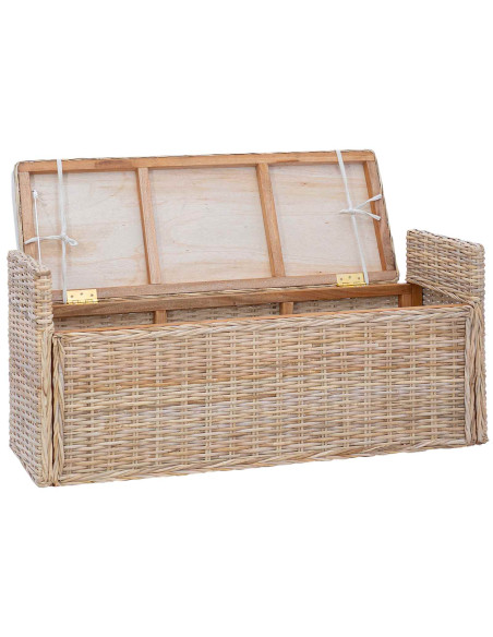 Panchina con contenitore Naturale 110 x 40 x 50 cm Rattan