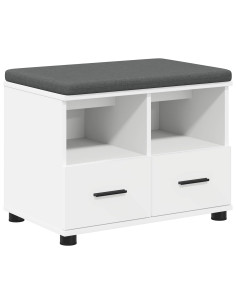 Panca per ingresso con cuscino Bianco 60 x 38 x 46 cm 2