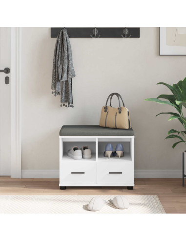 Panca per ingresso con cuscino Bianco 60 x 38 x 46 cm