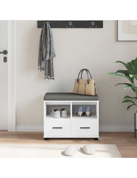 Panca per ingresso con cuscino Bianco 60 x 38 x 46 cm