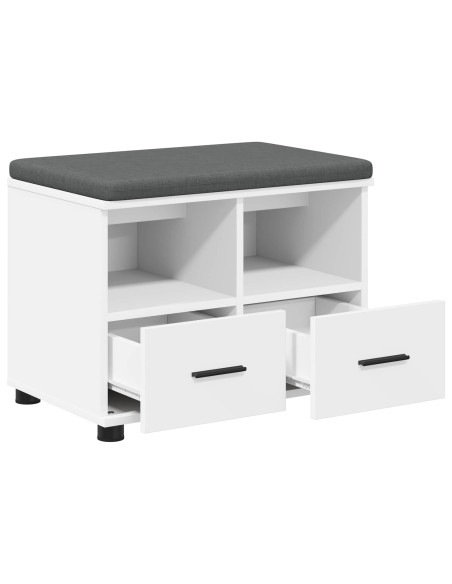 Panca per ingresso con cuscino Bianco 60 x 38 x 46 cm