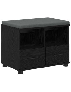 Panca per ingresso con cuscino Rovere Nero 60 x 38 x 46 cm 2