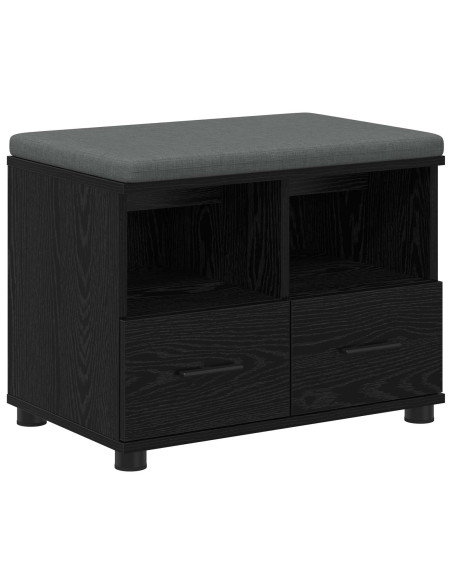 Panca per ingresso con cuscino Rovere Nero 60 x 38 x 46 cm