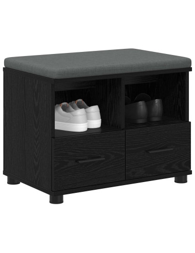 Panca per ingresso con cuscino Rovere Nero 60 x 38 x 46 cm