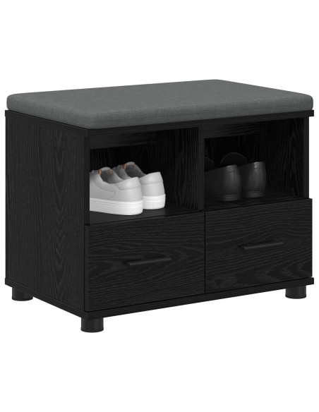 Panca per ingresso con cuscino Rovere Nero 60 x 38 x 46 cm
