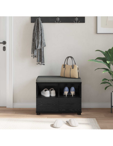 Panca per ingresso con cuscino Rovere Nero 60 x 38 x 46 cm