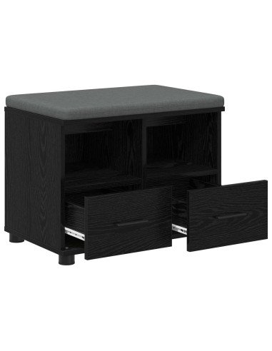 Panca per ingresso con cuscino Rovere Nero 60 x 38 x 46 cm