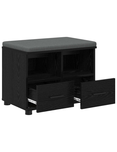 Panca per ingresso con cuscino Rovere Nero 60 x 38 x 46 cm