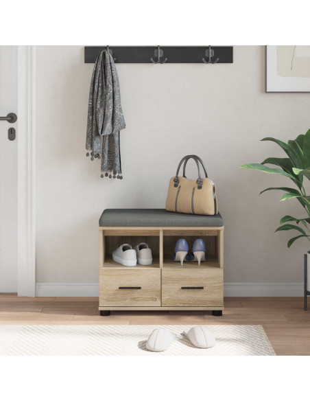 Panca per ingresso con cuscino Rovere Sonoma 60 x 38 x 46 cm