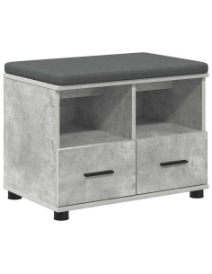 Panca per ingresso con cuscino Grigio cemento 60 x 38 x 46 cm 2