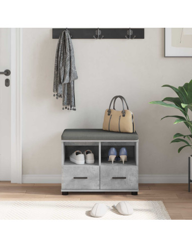 Panca per ingresso con cuscino Grigio cemento 60 x 38 x 46 cm