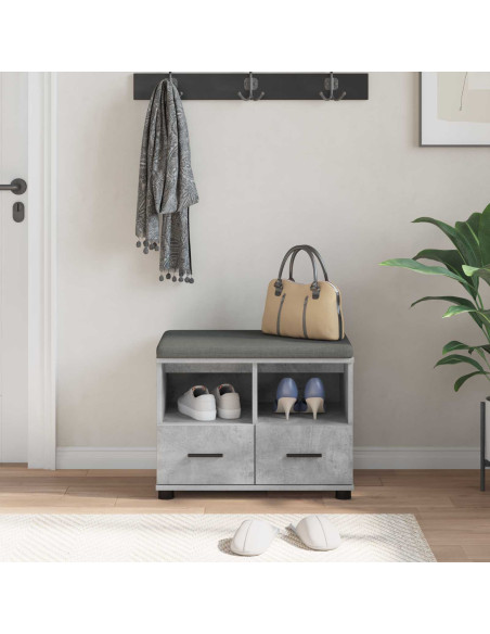 Panca per ingresso con cuscino Grigio cemento 60 x 38 x 46 cm