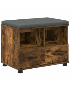 Panca per ingresso con cuscino Rovere fumé 60 x 38 x 46 cm 2