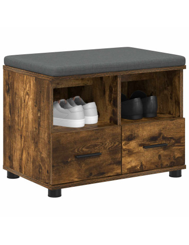 Panca per ingresso con cuscino Rovere fumé 60 x 38 x 46 cm