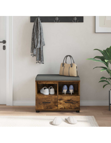 Panca per ingresso con cuscino Rovere fumé 60 x 38 x 46 cm