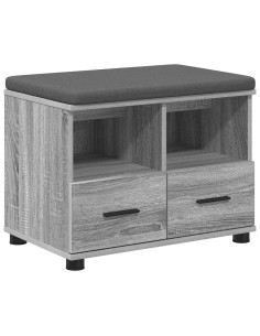 Panca per ingresso con cuscino Grigio Sonoma 60 x 38 x 46 cm 2