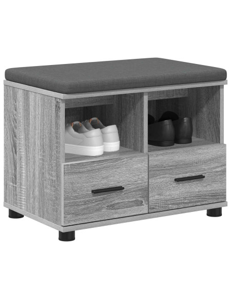 Panca per ingresso con cuscino Grigio Sonoma 60 x 38 x 46 cm