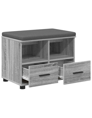 Panca per ingresso con cuscino Grigio Sonoma 60 x 38 x 46 cm