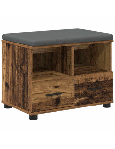 Panca per ingresso con cuscino Legno vecchio 60 x 38 x 46 cm 2
