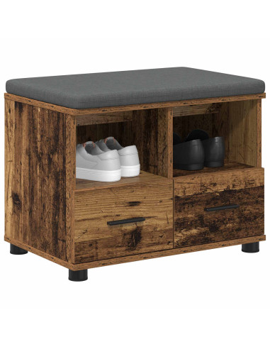 Panca per ingresso con cuscino Legno vecchio 60 x 38 x 46 cm