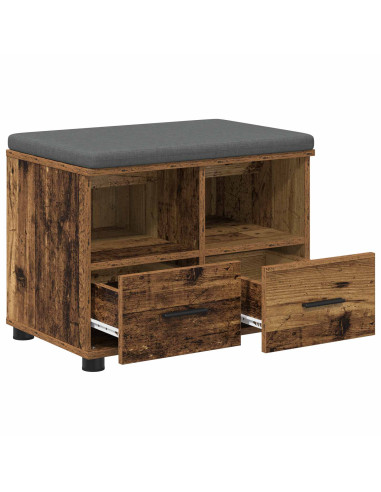 Panca per ingresso con cuscino Legno vecchio 60 x 38 x 46 cm