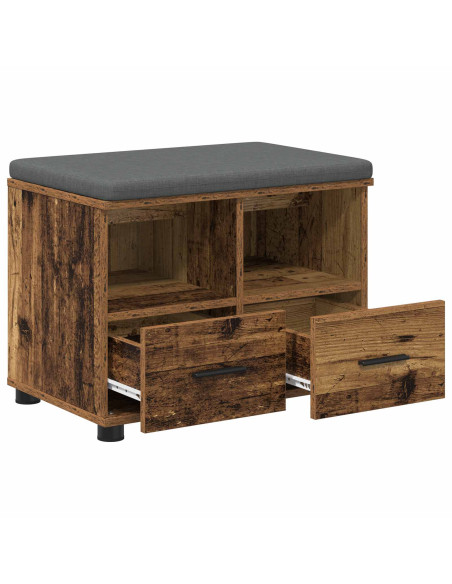Panca per ingresso con cuscino Legno vecchio 60 x 38 x 46 cm