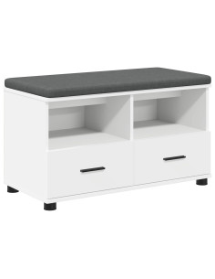 Panca per ingresso con cuscino Bianco 80 x 38 x 46 cm 2