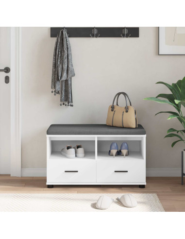 Panca per ingresso con cuscino Bianco 80 x 38 x 46 cm